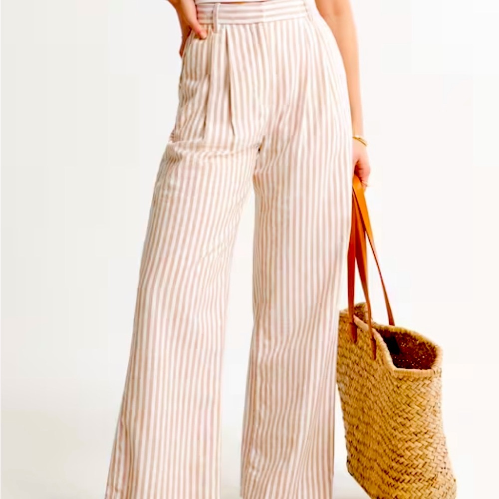 Abercrombie & Fitch Ultra High Rise Linen Wide Leg pants NWT M White